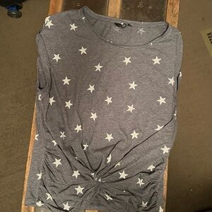 Gray Star Print Women's Top